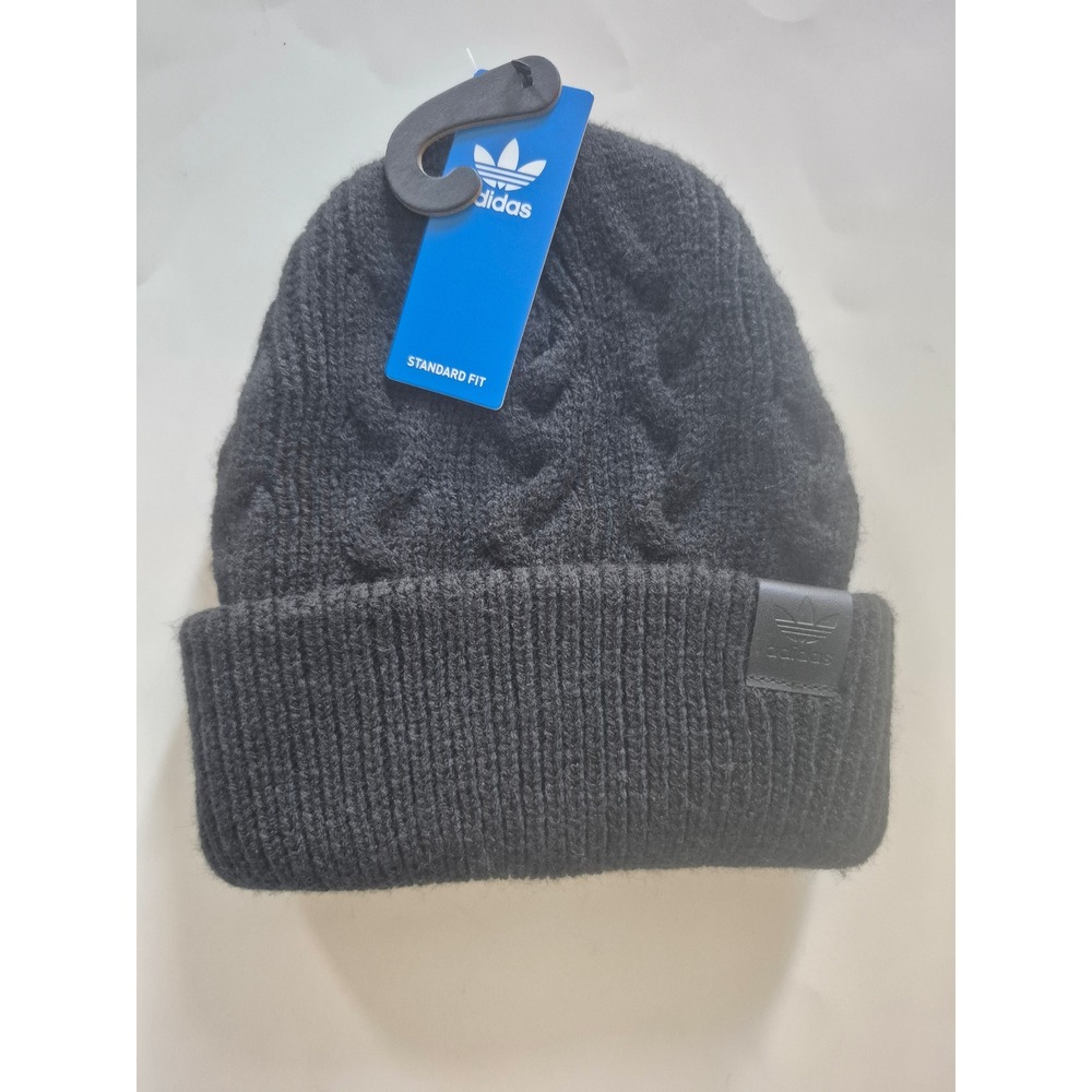 Adidas Originals Unisex‎ Cable Knit Beanie Black Cuffed Winter Hat IQ5568 NEW